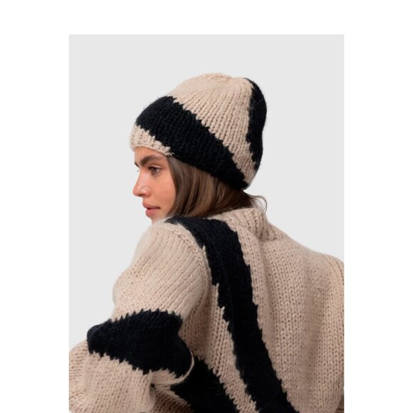 The Wolf Gang Accessories - NWT The Wolf Gang Palermo TWG Wave Print Knitted Beanie Black Wave One Size